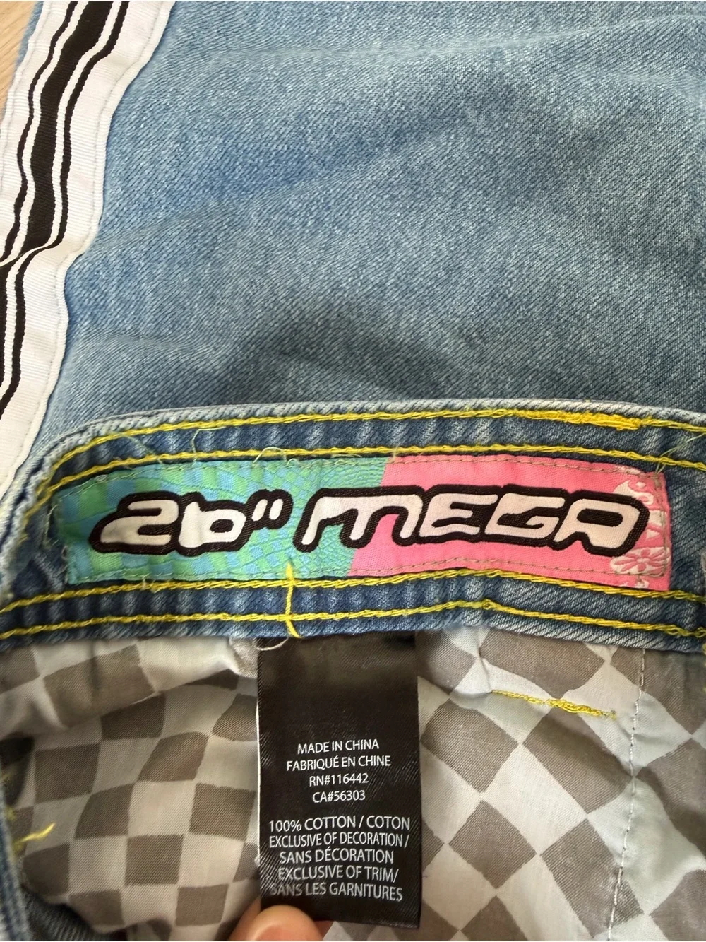 aLab Mega Wide Leg Denim Jorts | Y2K Skater Rave Stripe Shorts